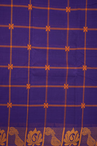 Threadwork Border Purple Chettinadu Cotton Saree