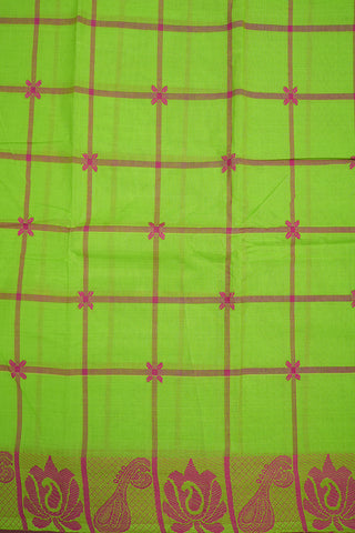 Threadwork Border Lawn Green Chettinadu Cotton Saree