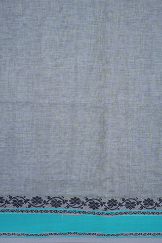 Floral Threadwork Border Grey Bengal Cotton Saree