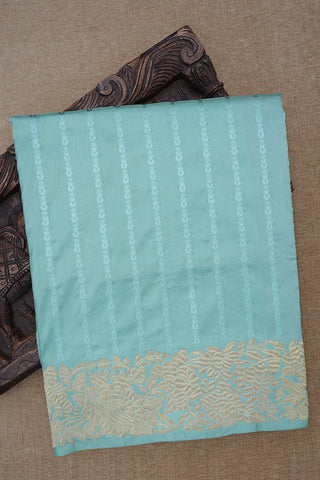 Floral Design Border Mint Blue Banarasi Silk Saree