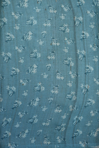 Floral Threadwork Border Pastel Blue Tussar Silk Saree
