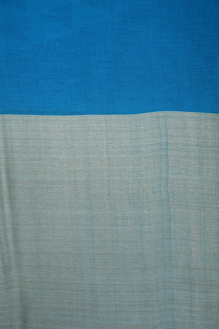 Floral Threadwork Buttas Cerulean Blue Bengal Cotton Saree