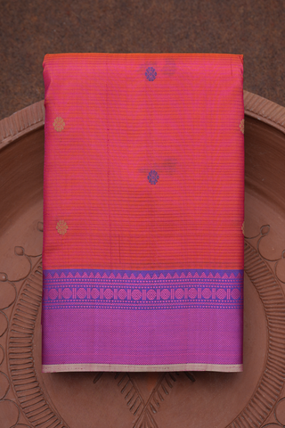 Floral Threadwork Buttas Hot Pink Kanchipuram Silk Saree