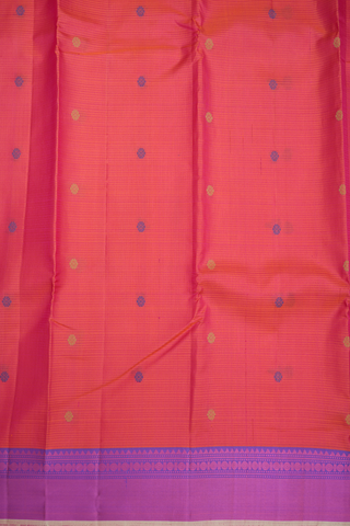 Floral Threadwork Buttas Hot Pink Kanchipuram Silk Saree