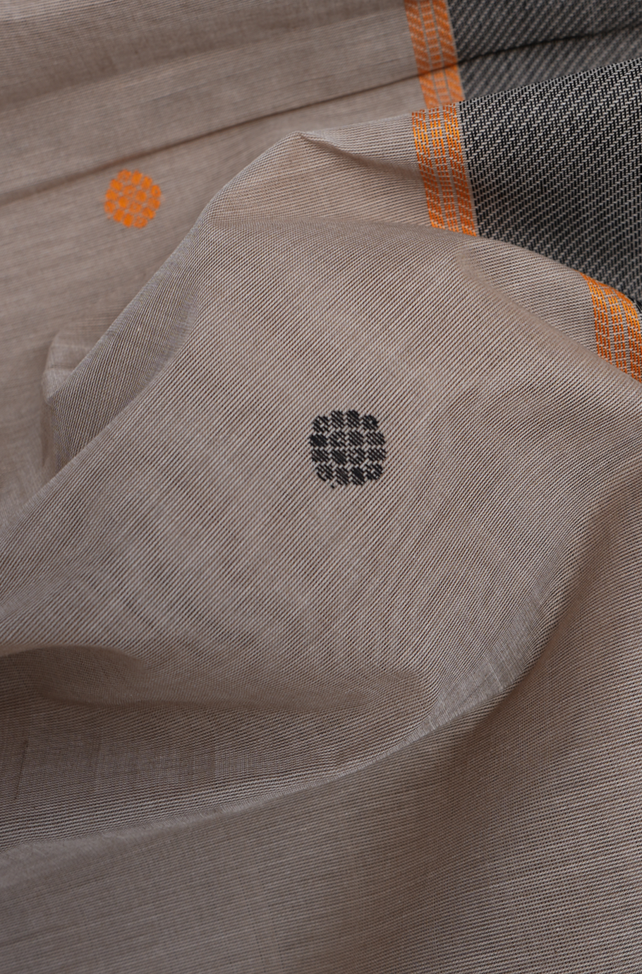 Floral Threadwork Buttas Khaki Coimbatore Cotton Saree