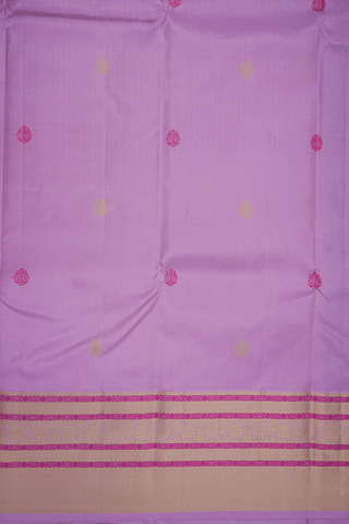 Floral Threadwork Buttas Mauve Pink Kanchipuram Silk Saree