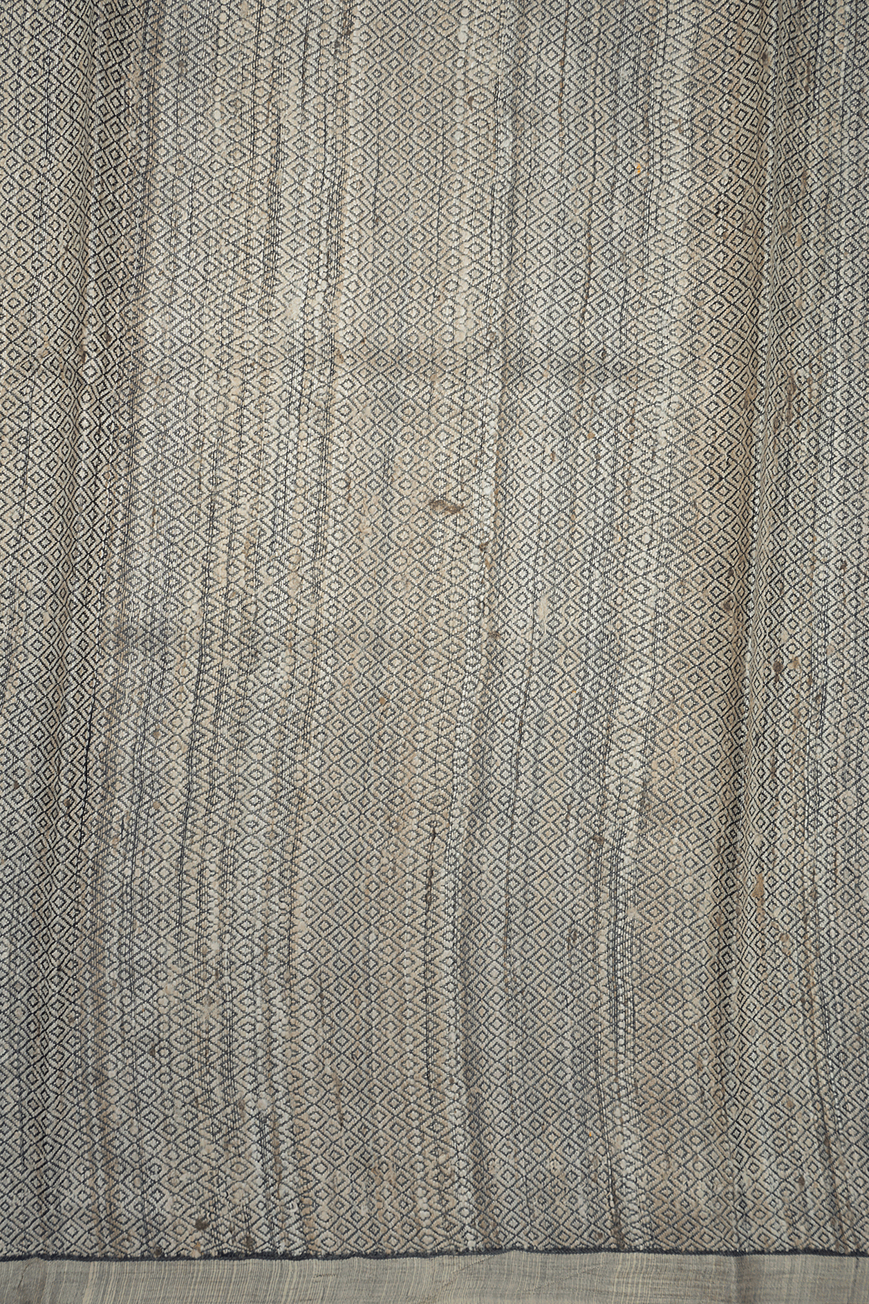 Floral Threadwork Buttis Dark Grey Tussar Silk Saree