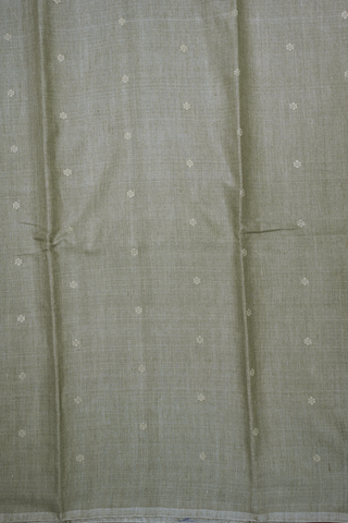 Floral Threadwork Buttis Slate Grey Tussar Silk Saree