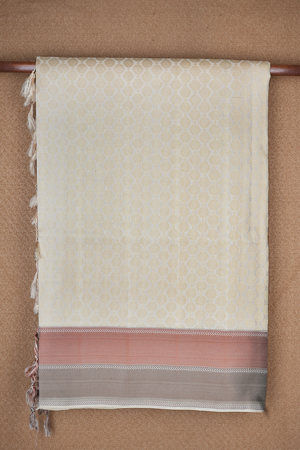 Floral Threadwork Design Ivory Soft Silk Saree