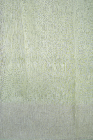 Floral Threadwork Design Pastel Green Linen Saree
