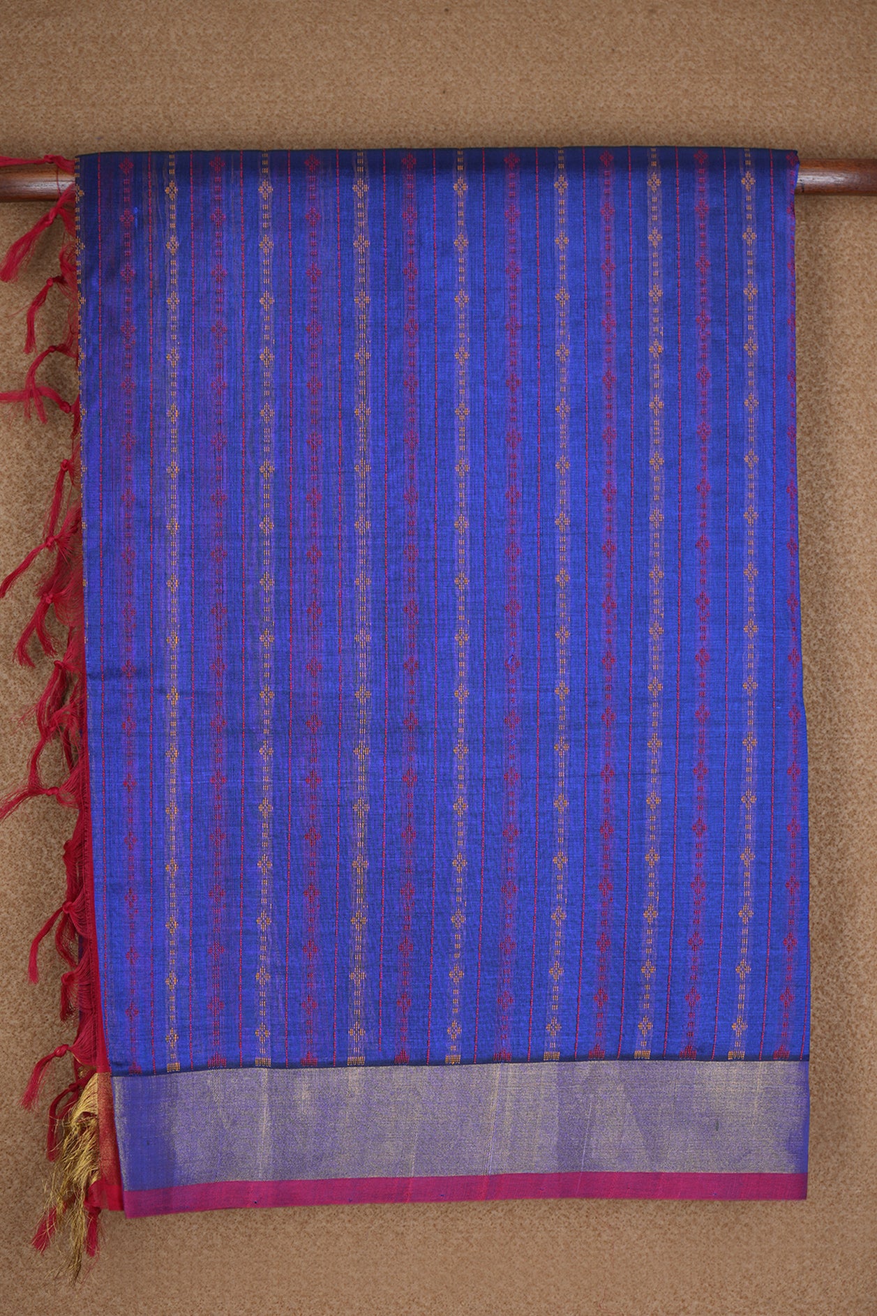 Threadwork Design Royal Blue Jute Silk Cotton Saree