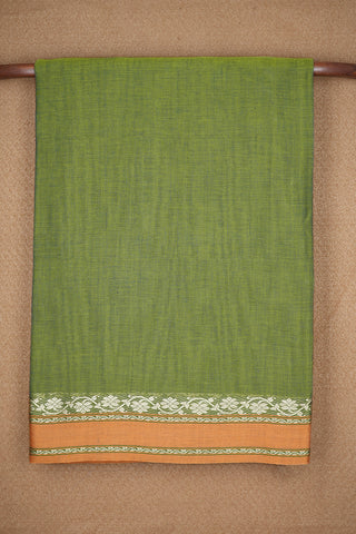 Floral Threadwork  Border Fern Green Bengal Cotton Saree