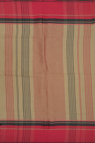 Traditional Threadwork Border Khaki Bengal Cotton Saree