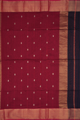 Floral Threadwork Motifs Black Maheswari Silk Cotton Saree