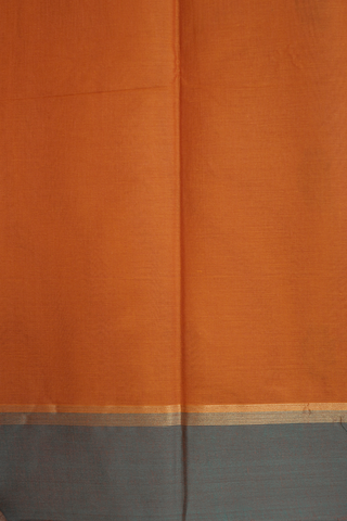 Floral Threadwork Motifs Copper Orange Kanchi Cotton Saree