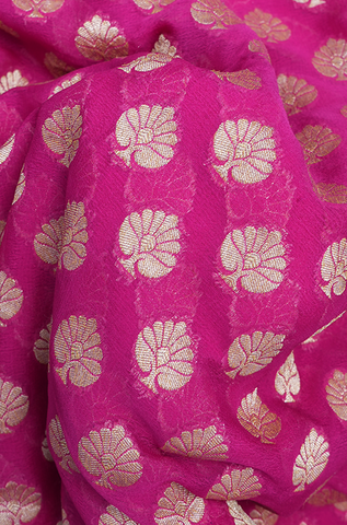 Floral Motifs Magenta Georgette Banarasi Silk Saree