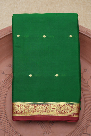 Floral Zari Border Emerald Green Mysore Silk Saree