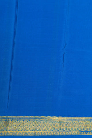 Floral Zari Border In Plain Azure Blue Mysore Silk Saree