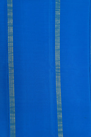Floral Zari Border In Plain Azure Blue Mysore Silk Saree