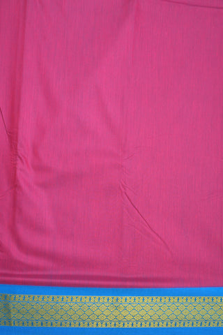 Floral Zari Border Plain Hot Pink Apoorva Semi Silk Saree