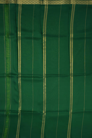 Floral Zari Border Plain Lime Green Mysore Silk Saree