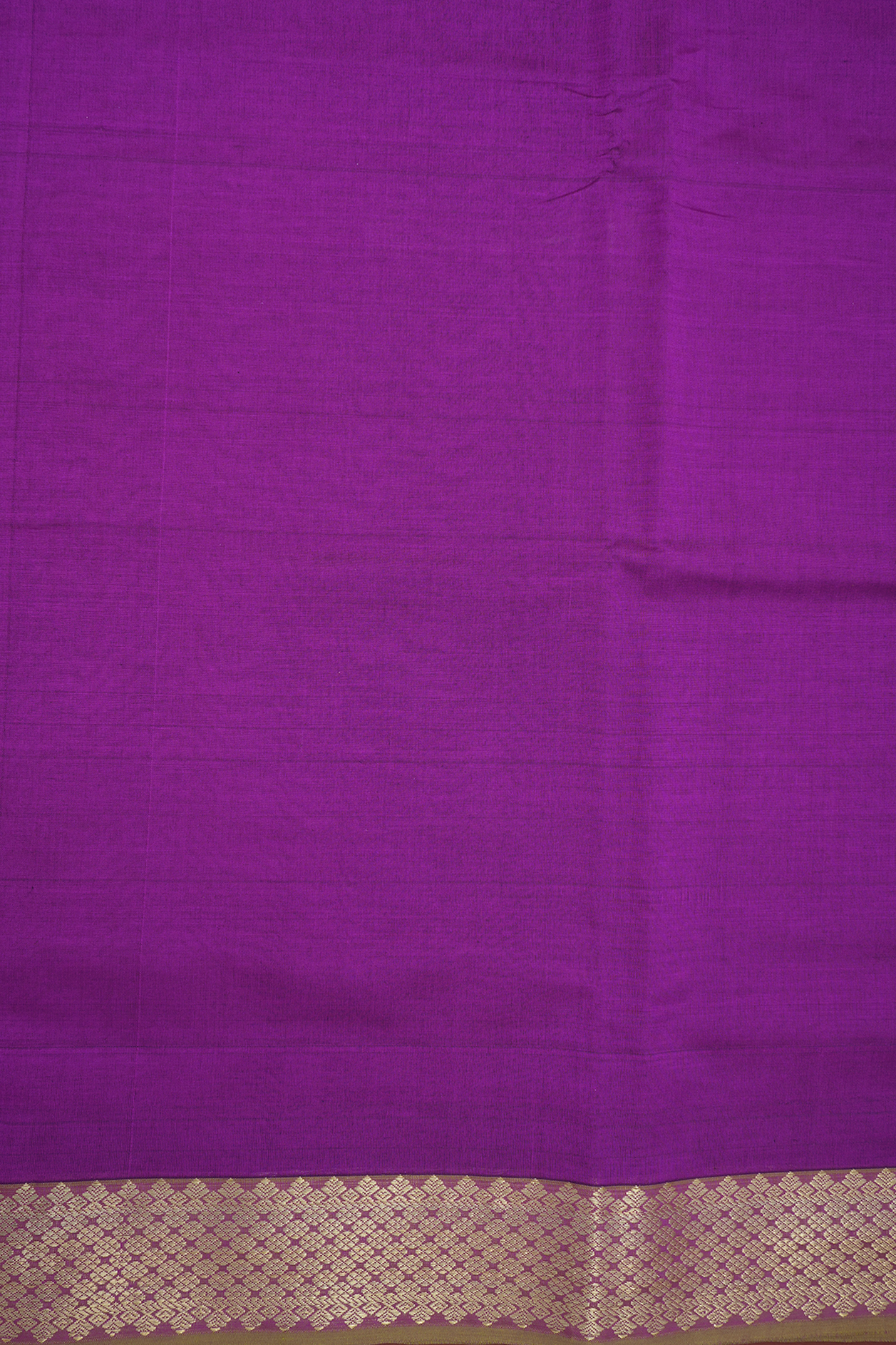 Floral Zari Border Plain Purple Rose Poly Cotton Saree