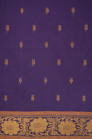 Floral Zari Border Purple Venkatagiri Cotton Saree