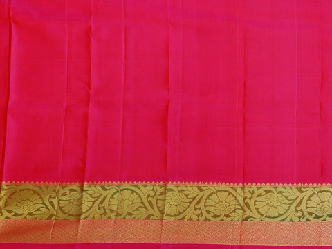 Floral Zari Border With Diamond Buttas Yellow Kanchipuram Silk Unstitched Pavadai Sattai Material