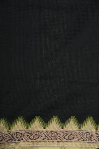 Floral Zari Border With Embroidered Buttis Black Semi Kota Saree