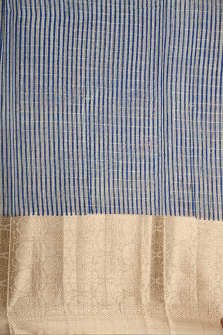 Floral Zari Border With Geometric Pattern Cerulean Blue Semi Kota Cotton Saree