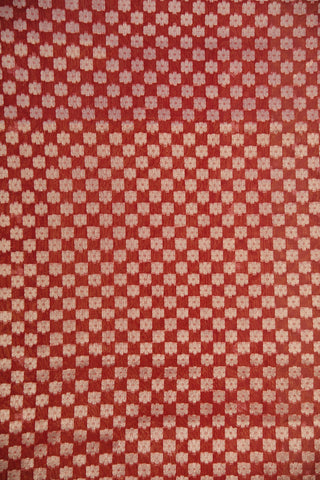 Contrast Zari Border With Geometric Pattern Off White Banaras Kora Silk Saree