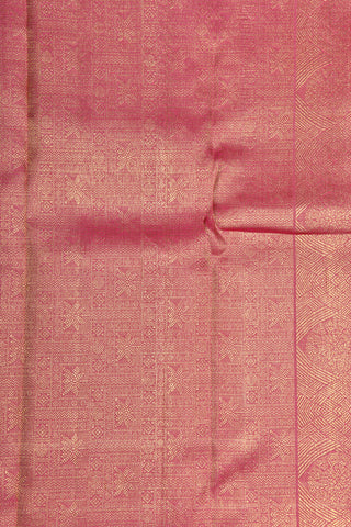 Floral Zari Korvai Border With Meenakari Work Rose Pink Kanchipuram Silk Saree
