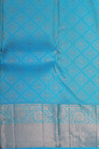 Floral Zari Border With Ogee Pattern Sky Blue Kanchipuram Silk Saree