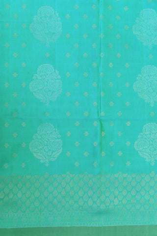 Floral Zari Butta Mint Green Soft Silk Saree