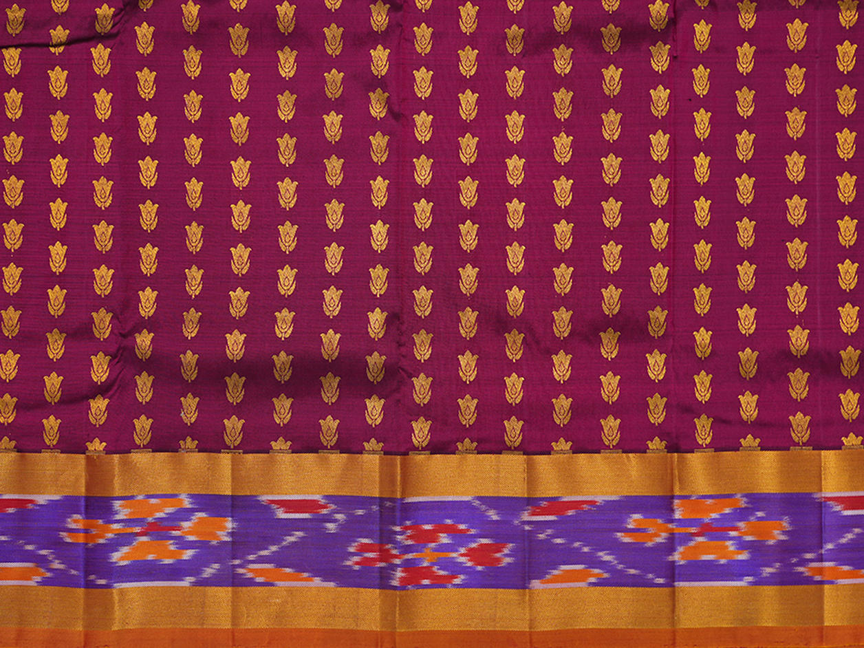 Floral Zari Buttas Berry Purple Pavadai Sattai Material