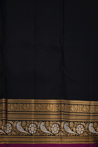 Floral Zari Buttas Black Kanchipuram Silk Saree