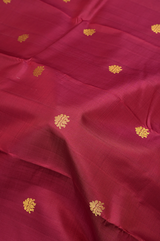 Floral Zari Motifs Burgundy Red Kanchipuram Silk Saree