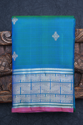Floral Zari Buttas Capri Blue Kanchipuram Silk Saree