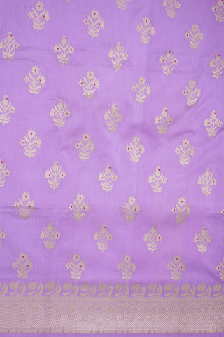 Floral Zari Buttas Lavender Banarasi Silk Saree