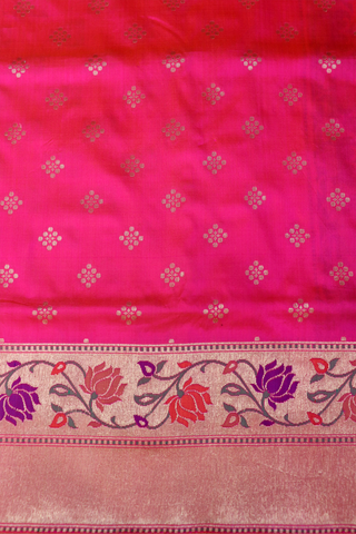 Floral Zari Buttas Magenta Banarasi Silk Saree