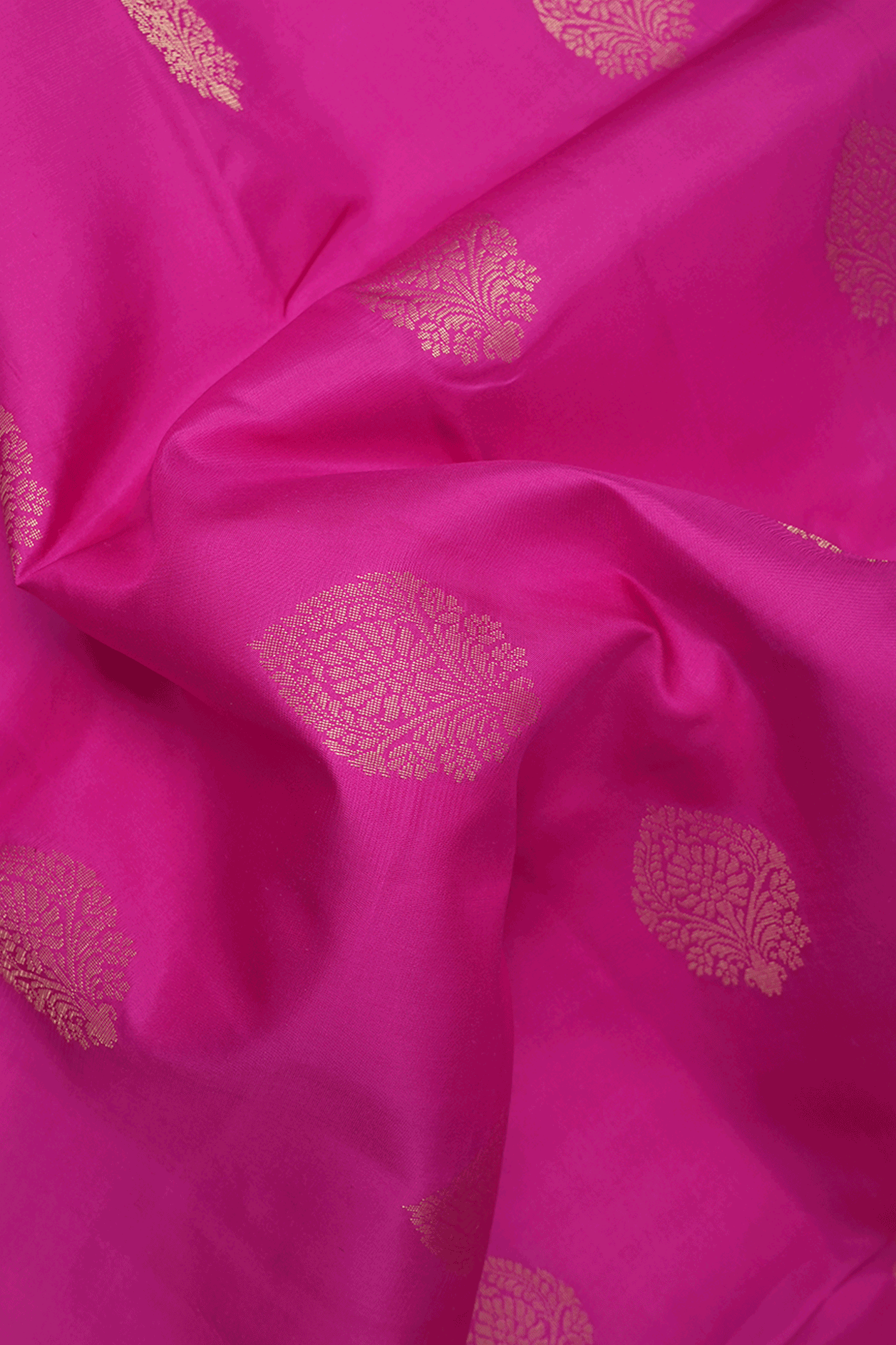 Floral Zari Buttas Magenta Pink Soft Silk Saree
