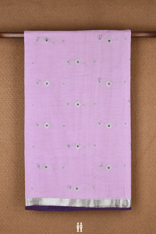 Floral Zari Buttas Pastel Pink Pure Kota Silk Saree