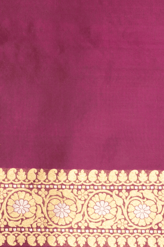 Floral Zari Buttas Plum Purple Banarasi Silk Saree