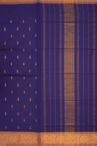 Floral Zari Buttas Regal Purple Venkatagiri Cotton Saree