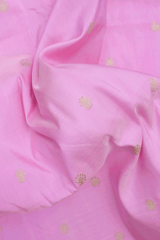 Floral Zari Buttas Rose Pink Paithani Silk Saree