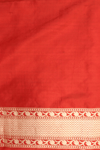 Floral Zari Buttas Ruby Red Banarasi Silk Saree
