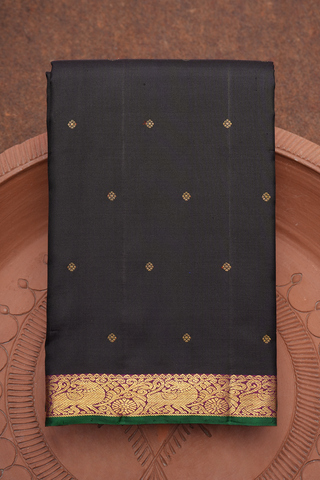 Floral Zari Buttis Black Kanchipuram Silk Saree