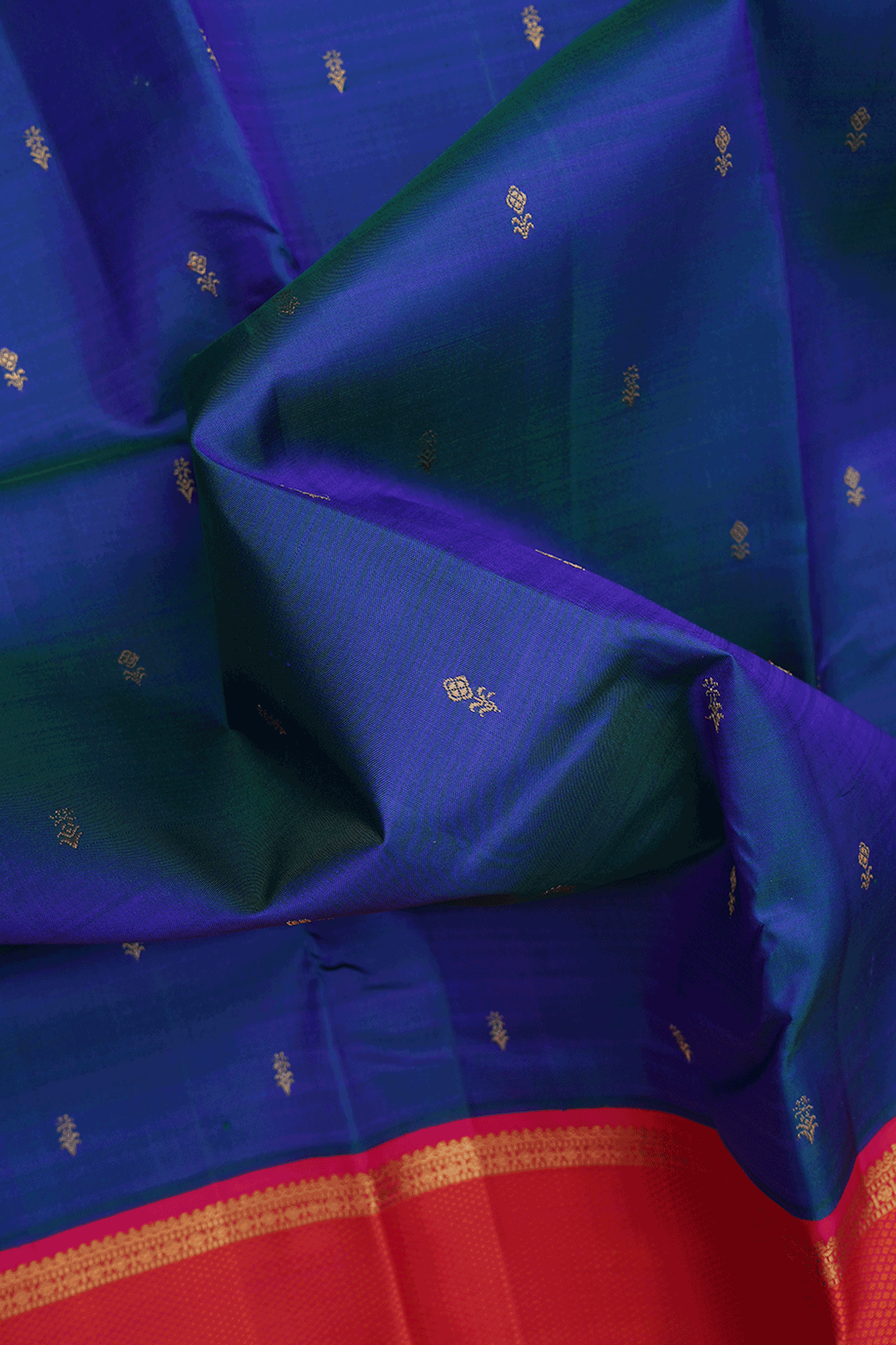 Floral Zari Buttis Capri Blue Kanchipuram Silk Saree