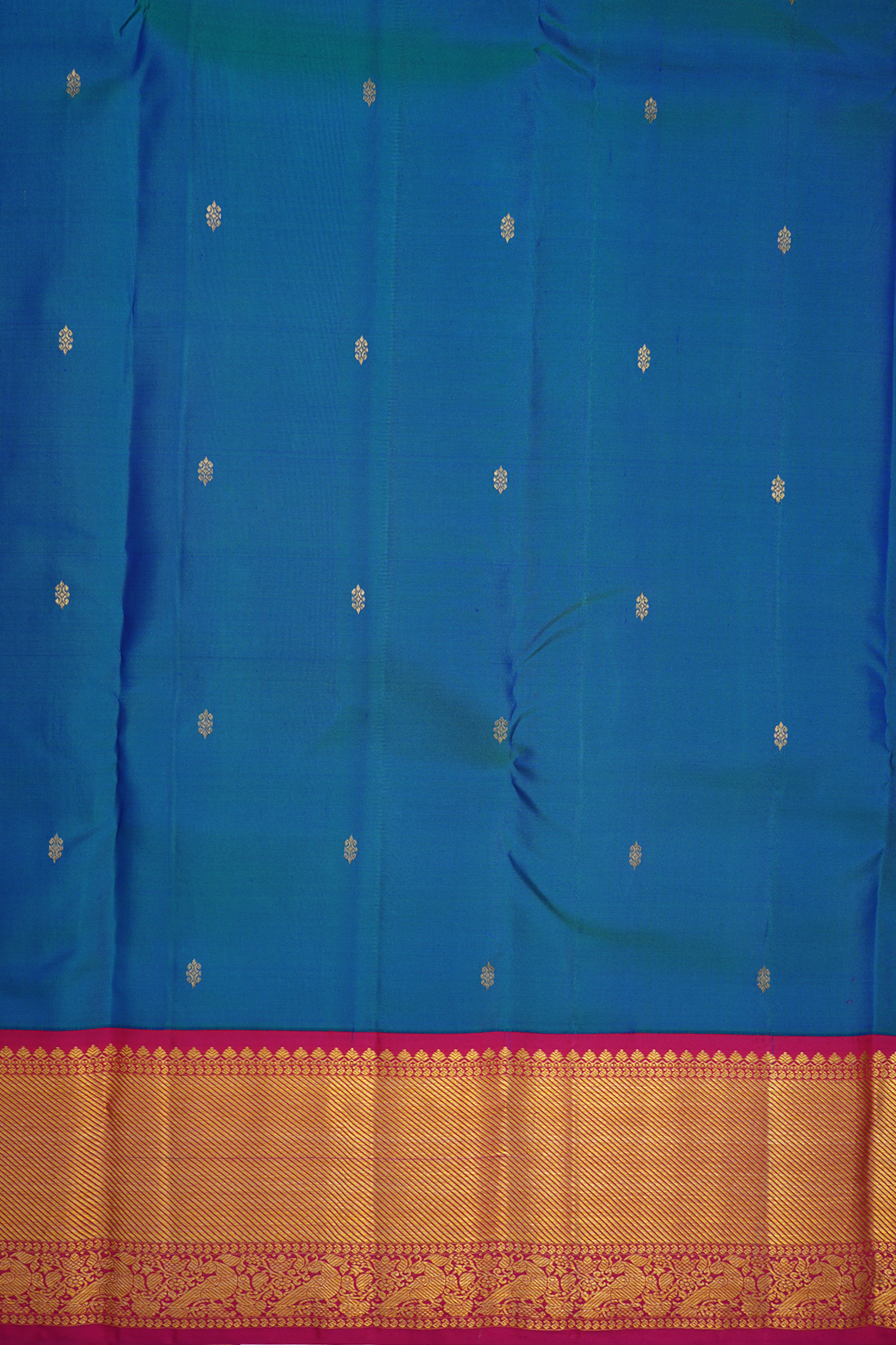 Floral Zari Buttis Capri Blue Kanchipuram Silk Saree