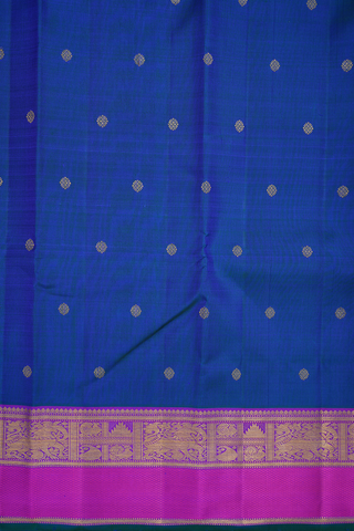 Floral Zari Buttis Cobalt Blue Kanchipuram Silk Saree